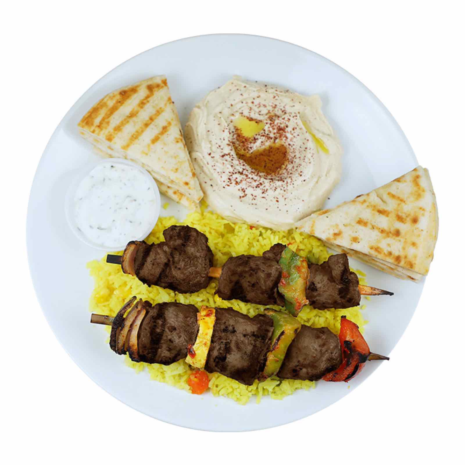 Grilled USDA Choice beef kabob skewers
