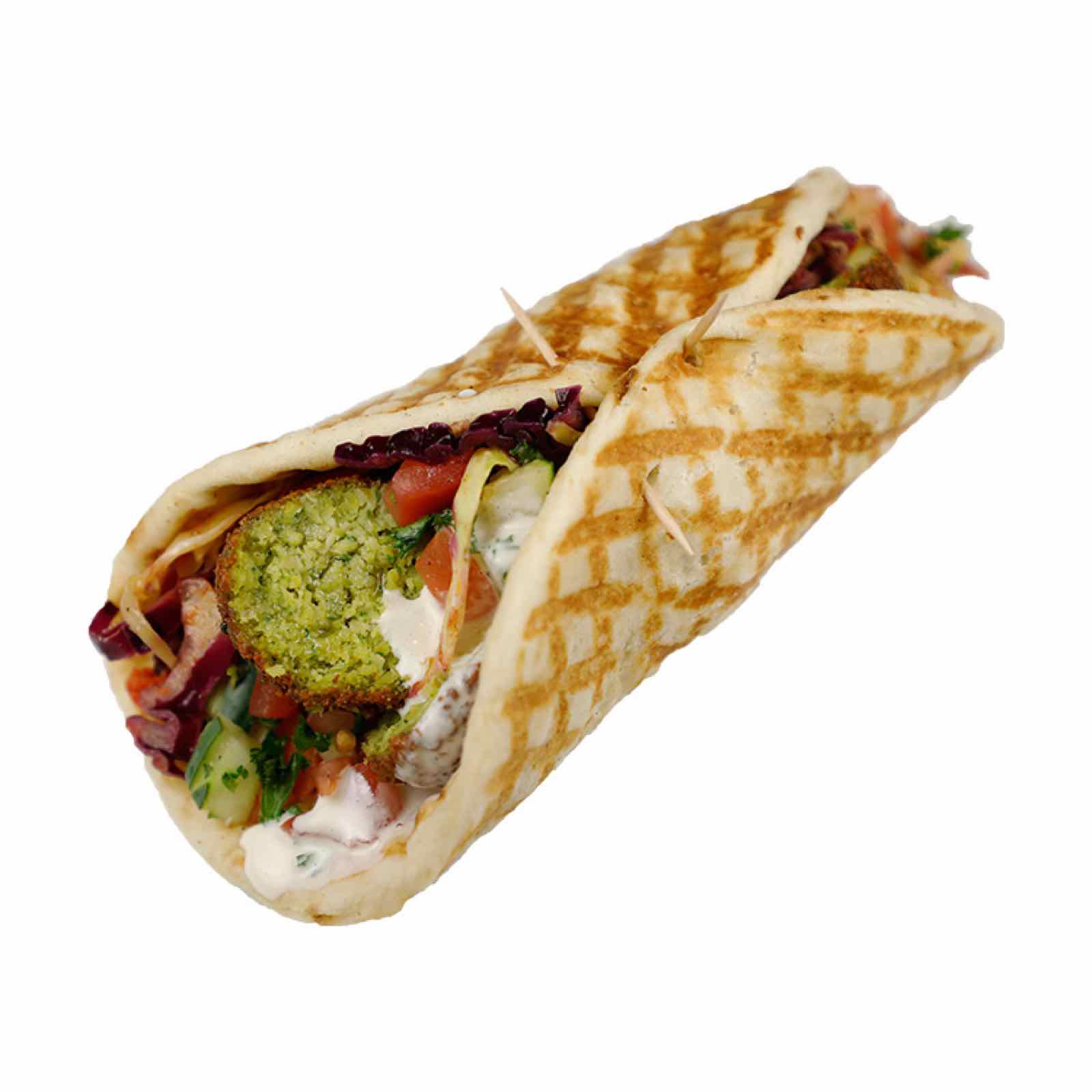 Falafel pita with tahini sauce