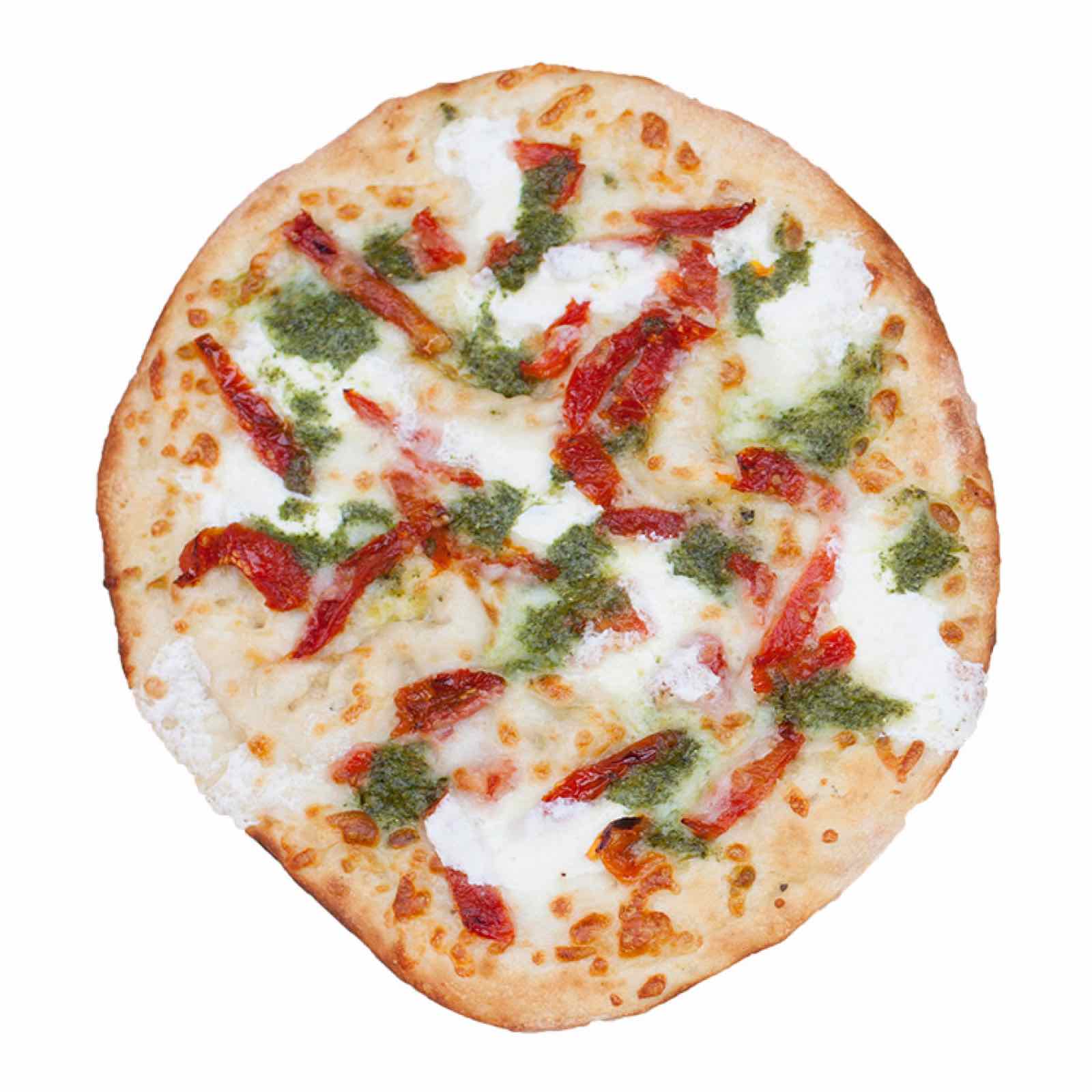 Sun-dried tomato flatbread with feta and pesto
