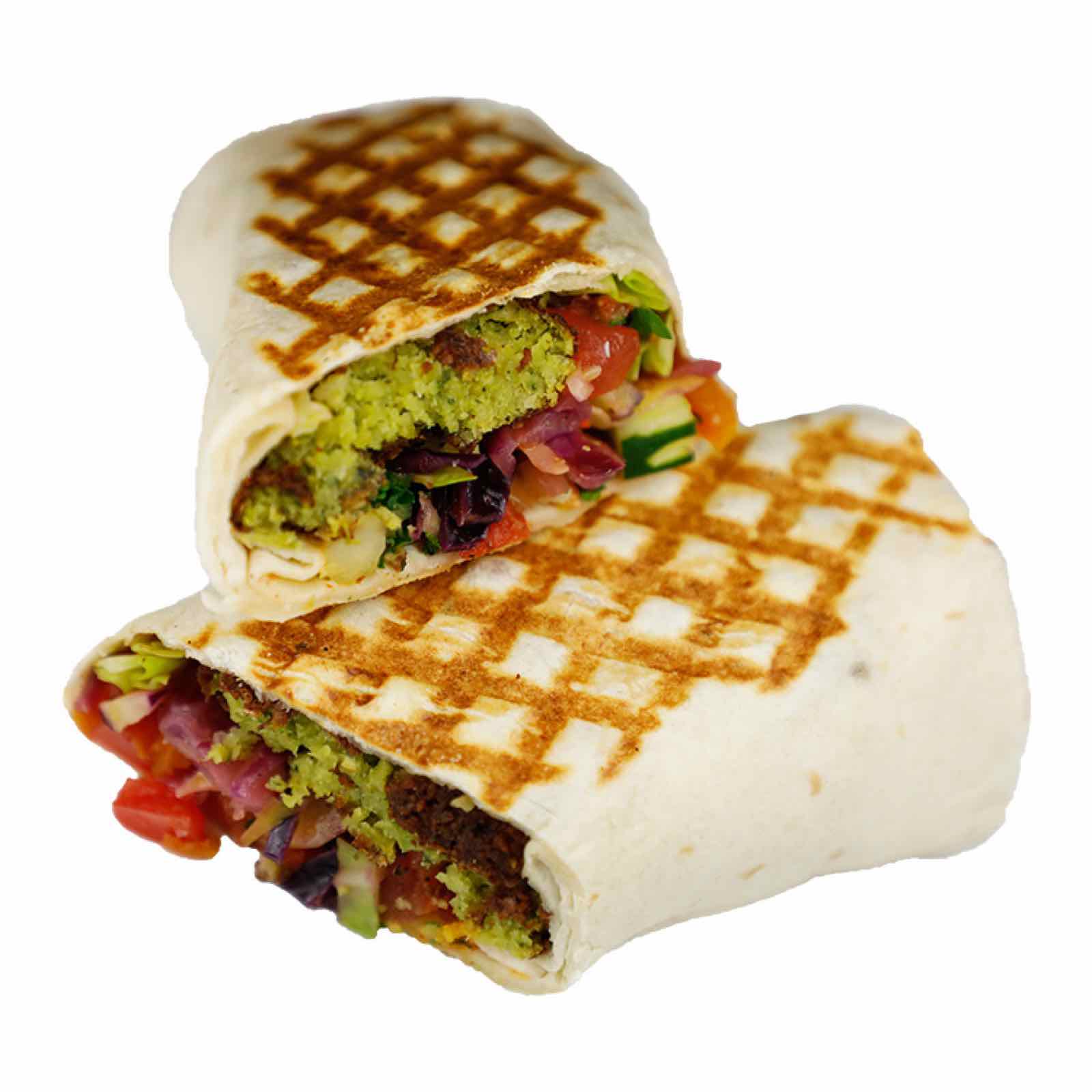 Spicy falafel panini wrap